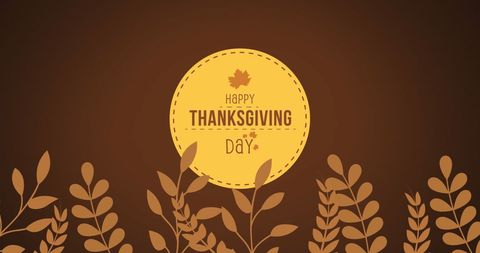 Happy Thanksgiving Day Autumn Leaves Brown Background Design