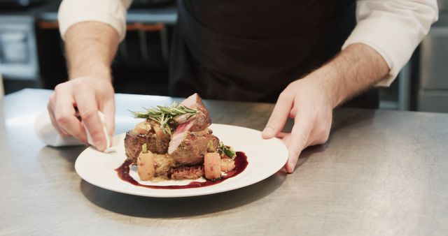 Chef Presenting a Gourmet Steak Dish - Download Free Stock Images Pikwizard.com