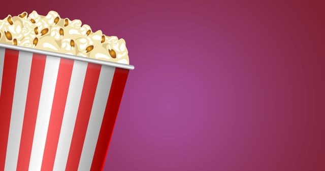 Delicious Popcorn in Red and White Striped Box Against Purple Background - Download Free Stock Images Pikwizard.com