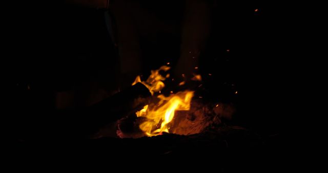 Campfire at Night with Glowing Ember and Sparks - Download Free Stock Photos Pikwizard.com
