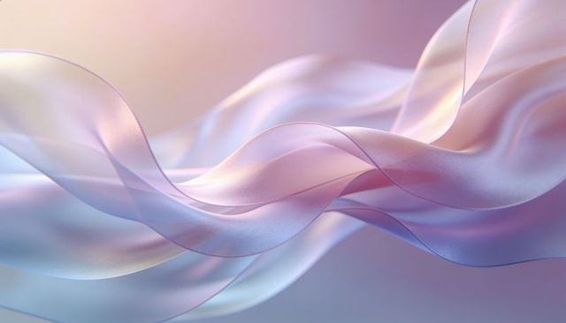 Flowing pastel silk ribbons creating soft translucent waves and satin sheen
