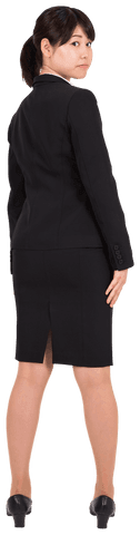 Serious Asian Businesswoman Standing on Transparent Background