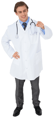 Cheerful Caucasian Doctor Pointing on Transparent Background - Download Free Stock Videos Pikwizard.com