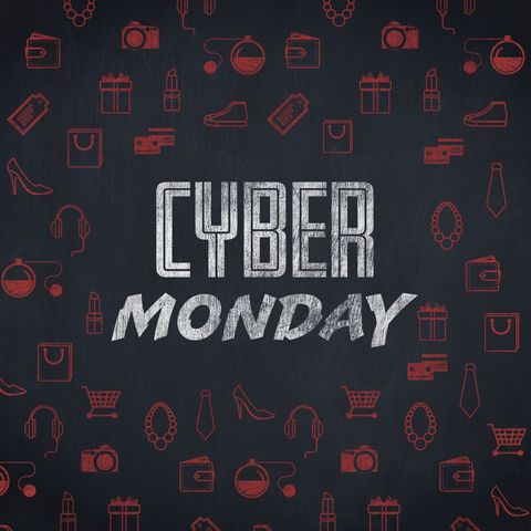 Cyber Monday Digital Sale Promotion with Shopping Icons - Download Free Stock Templates Pikwizard.com