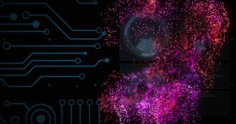 Data Exchange Interface with Dynamic Particle Cloud - Download Free Stock Images Pikwizard.com
