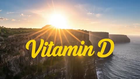 Sunrise Cliff Vitamin D Overlay Video with Golden Script Typography and Ocean Lens Flare