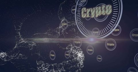 Futuristic Cyberspace with Floating Crypto Tokens