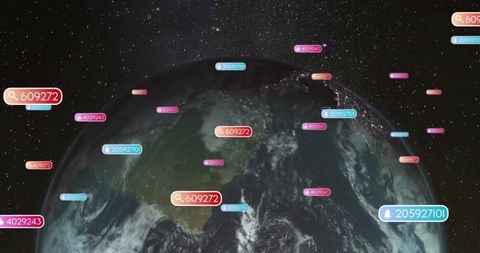Global orbit with data labels and tech ui elements