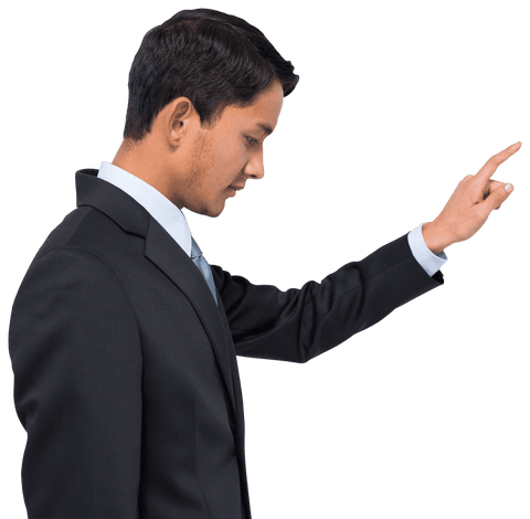 Transparent Asian Businessman Pointing Gesture in Formal Attire - Download Free Stock Videos Pikwizard.com