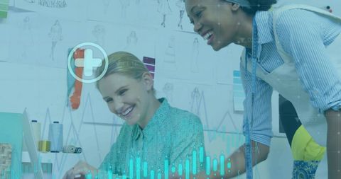 Diverse Colleagues Collaborating Over Digital Financial Data