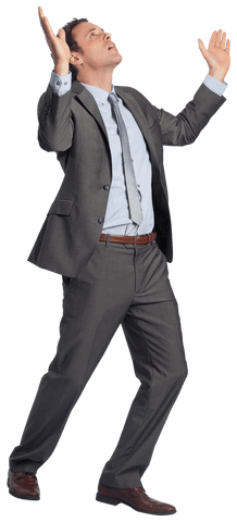 businessman in suit raising arms looking up isolated transparent - Download Free Stock Videos Pikwizard.com