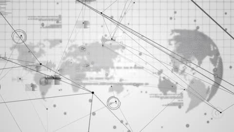 Global Network and Data Connectivity on World Map