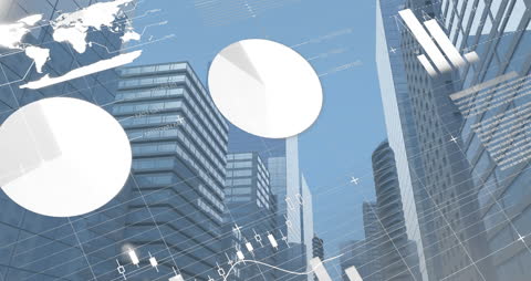 Futuristic Analytics Dashboard Overlay on Modern Cityscape