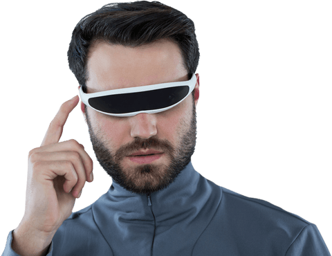 Man Using Futuristic Transparent Virtual Reality Glasses - Download Free Stock Videos Pikwizard.com