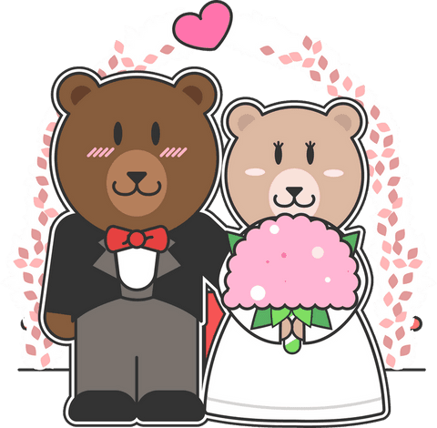 romantic wedding bears under blossom arch on transparent background - Download Free Stock Videos Pikwizard.com