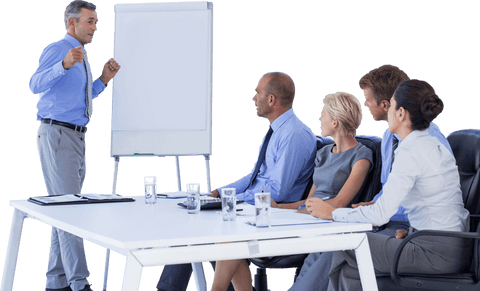 Transparent Business People Engaging in Professional Meeting Discussion