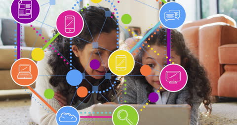 Mother and Daughter Bonding with Digital Tablet Technology