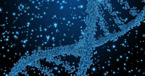 Blue Biological DNA Helix on Abstract Background