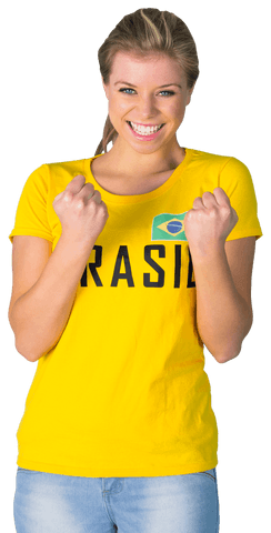 Excited Sports Fan in Yellow Jersey Celebrating Victory Transparent
