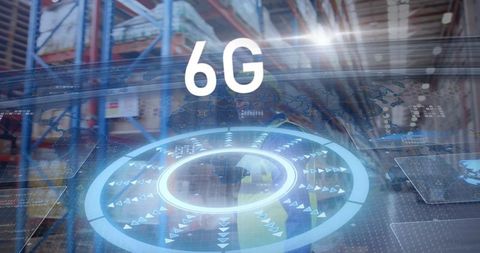 Futuristic digital 6g interface in warehousing logistics