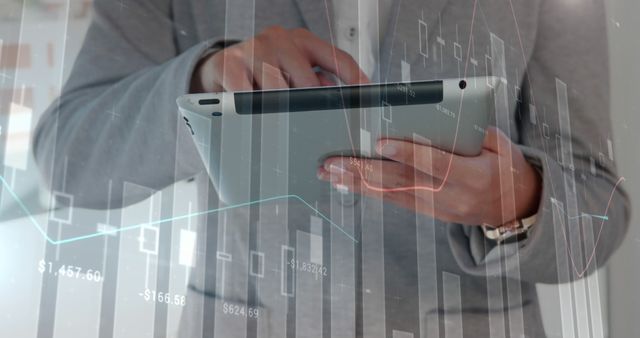 Business Professional Analyzing Data on Tablet with Digital Charts Overlay - Download Free Stock Images Pikwizard.com