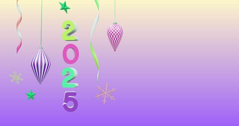 Colorful 2025 New Year Festive Decoration on Gradient Background