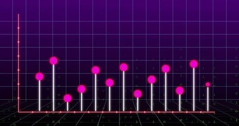 Futuristic neon data graph on digital grid