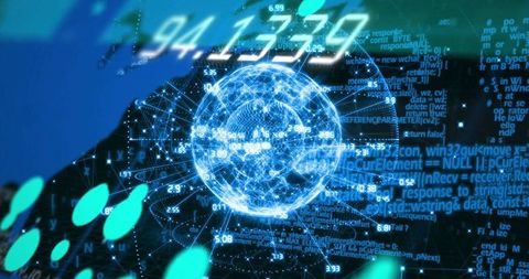 Futuristic Digital Globe with Holographic Data