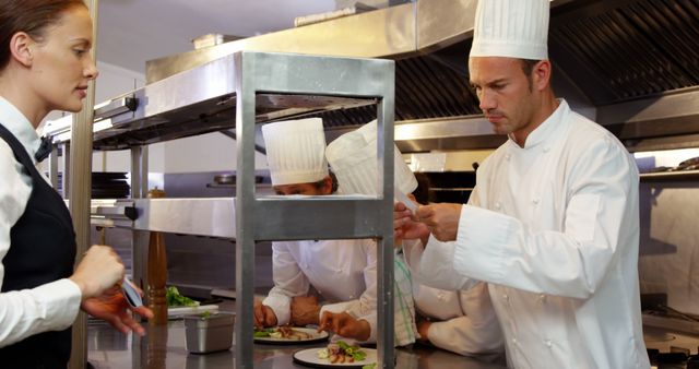 Chefs and Waitstaff Coordinating in Busy Restaurant Kitchen - Download Free Stock Images Pikwizard.com