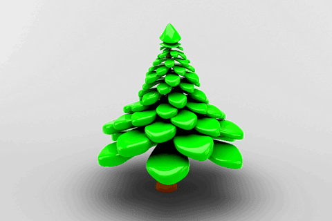 Shiny 3D Vector Leaf Tree on Transparent Background Concepts