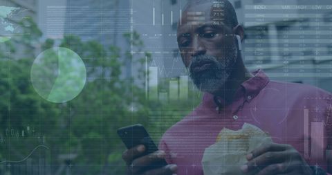Financial Expert Analyzing Market Data on Smartphone Outdoors