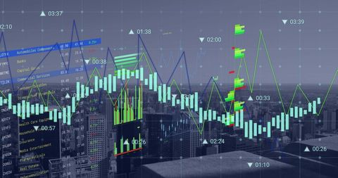 Digital Financial Data with City Skyline Background - Download Free Stock Images Pikwizard.com