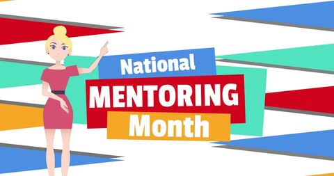 National mentoring month celebration concept with woman presenting
