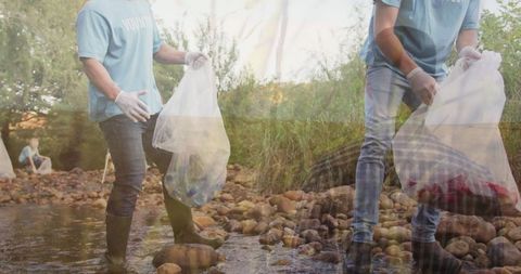 Volunteers Collecting Rubbish for Environmental Conservation