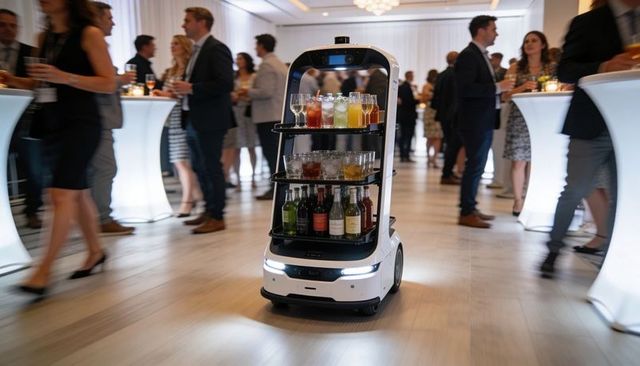 Autonomous drink-serving robot navigating corporate networking event