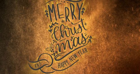 Artistic calligraphy for christmas and new year on festive golden background