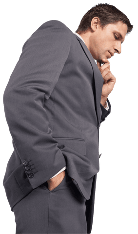 thoughtful businessman in gray suit expression transparent background - Download Free Stock Videos Pikwizard.com