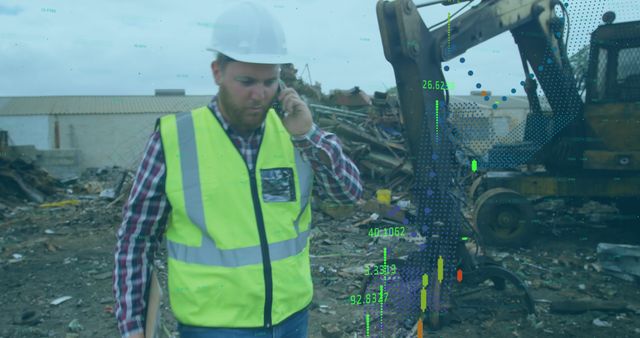 Construction Worker Site Data Monitoring Communication - Download Free Stock Images Pikwizard.com