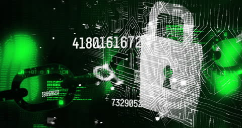 Futuristic Cybersecurity Concept with Digital Padlock