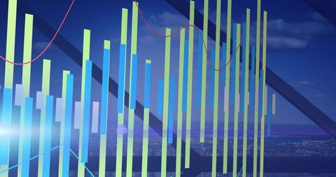 Data Visualization over Cityscape Symbolizing Global Financial Networks - Download Free Stock Images Pikwizard.com