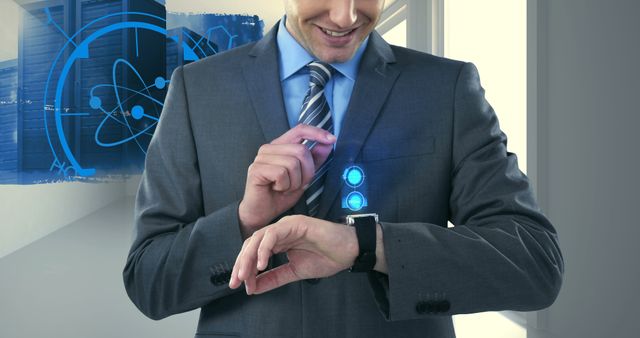 Businessman Using Futuristic Digital Devices with Holographic Data Display - Download Free Stock Images Pikwizard.com