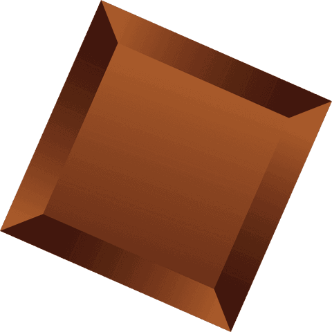 Abstract brown beveled square on transparent background