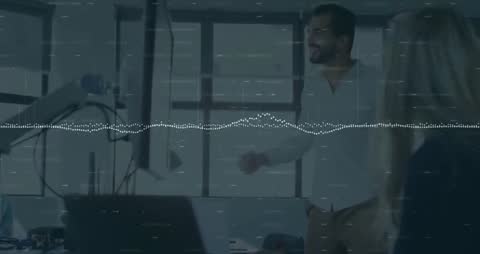 Businessman Celebrating Success with Digital Data Animation