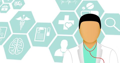 Doctor Symbol with Medical Icons Digitally Generated