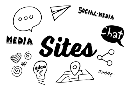 Social media illustration of networking and communication on transparent background