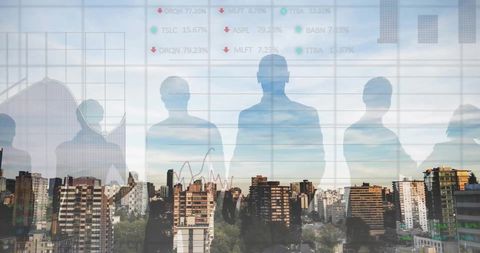 Business Professionals Analyzing Financial Data Above Cityscape - Download Free Stock Images Pikwizard.com