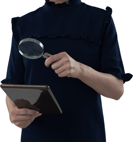 businesswoman analyzing with magnifying glass on transparent background - Download Free Stock Videos Pikwizard.com