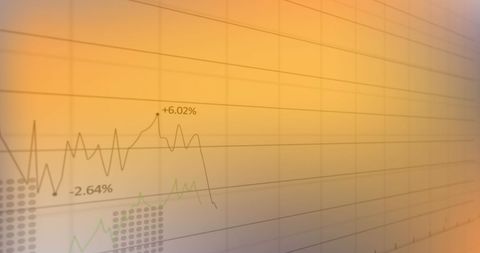 Dynamic Financial Graphs with Holographic Elements on Orange Background - Download Free Stock Images Pikwizard.com