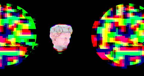 Antique Head Sculpture with Psychedelic Digital Glitch Effects - Download Free Stock Images Pikwizard.com