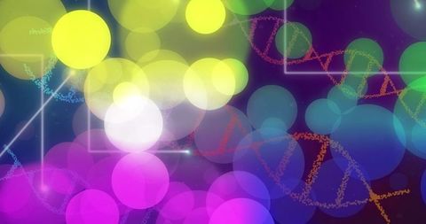 Vibrant DNA Helix with Abstract Light Circles
